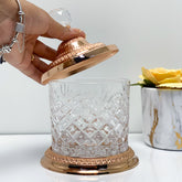 Pote Decorativo Multiuso de Vidro e Zamac Crystal Rose Gold 11,5cm - Ela Decora